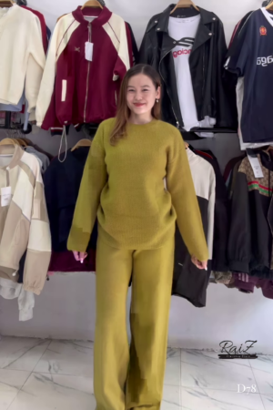 Piece Outfits Knitted With Wide Leg Pants Cozy Knit Sweatsuit Sets