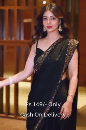 Elegant Black Georgette Saree with Sequin Work Border Blouse