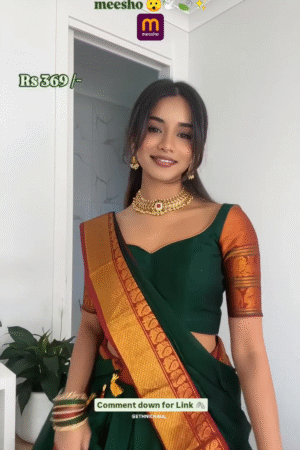 Green Kanjivaram Wedding Special Lehenga Choli – Traditional Elegance At Just ₹369