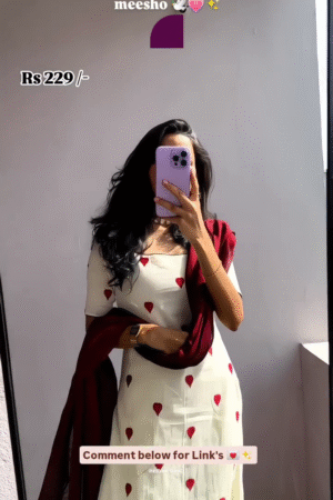 Red Heart Cotton Kurti With Lining – Charming Daily Wear At Just ₹229